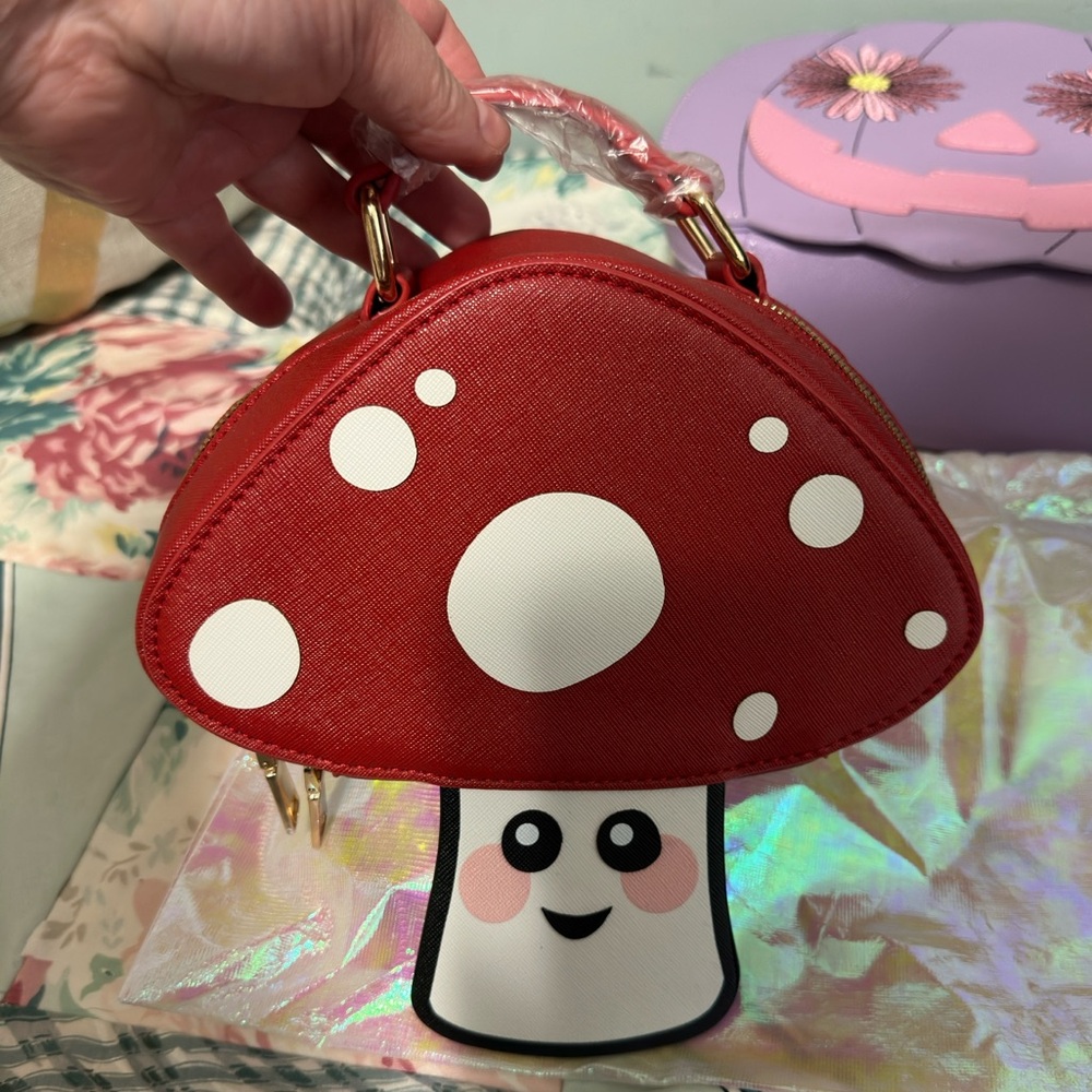 NIP Backstitch Bruja Cottagecore Mushroom Mini Bag